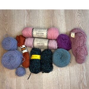 Curated Yarn Lot Wool Blend Lambs Pride Malibu Worsted Eclectic Colors